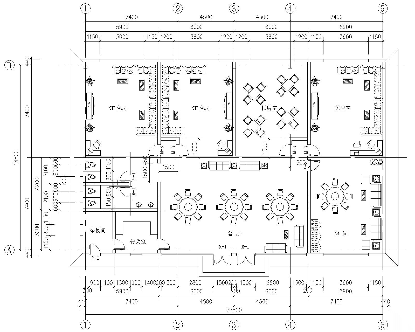 单层食堂餐饮钢结构施工图（CAD含建筑图）