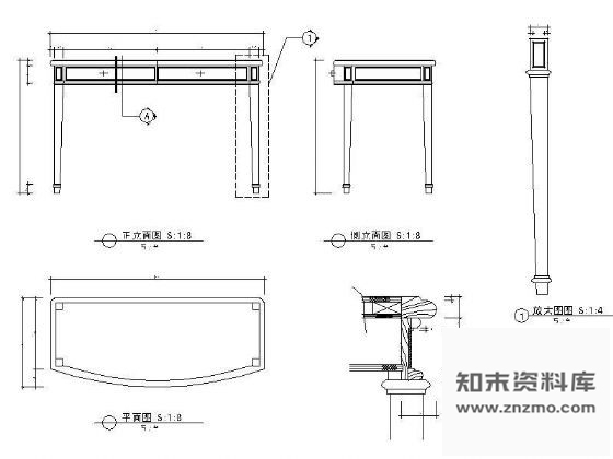 图块/节点渡假酒店-写字台 家具节点 家具节点详图