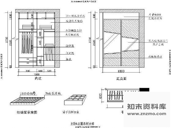 图块/节点双门衣柜大样 柜类 家具节点详图