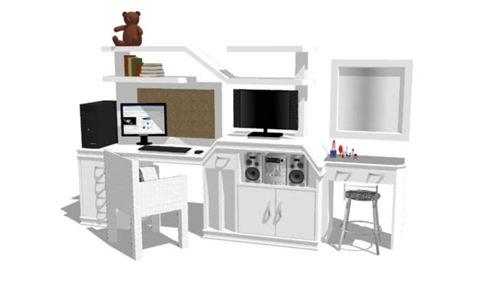 妆台妆椅组合 草图大师模型