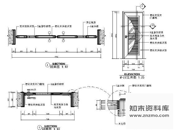 图块/节点单扇装饰木门详图 通用节点