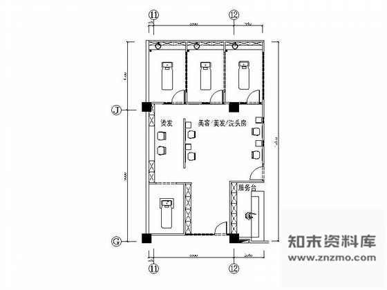 施工图精装酒店美发店室内装修图