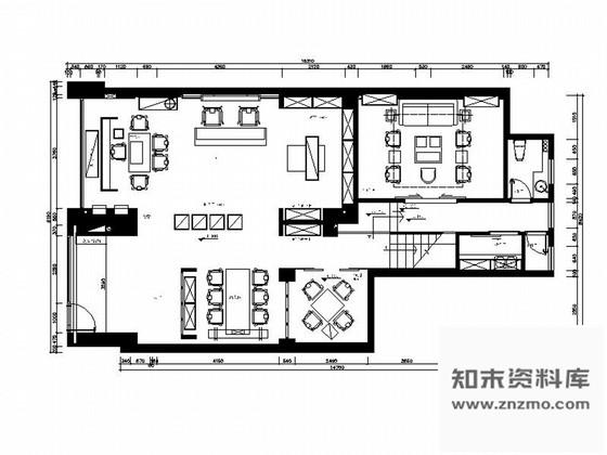 施工图福建200平现代中式风格品茶会所室内装修施工图含效果图