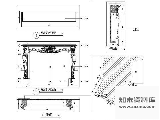 欧式餐厅壁炉大样 施工图