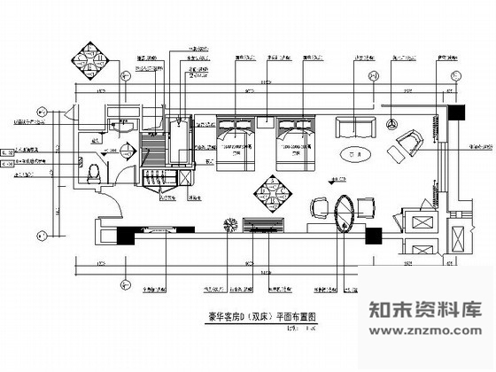 施工图天津某酒店豪华D型客房装修图