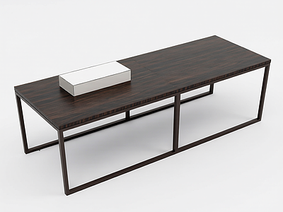 黑木面金属架茶几