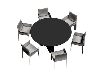 圆形餐桌及六把椅子