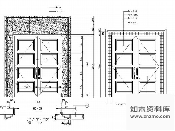图块/节点入户双扇大门详图 通用节点