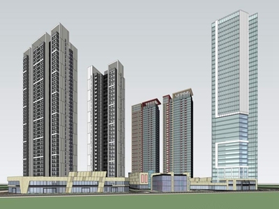 现代高层住宅+办公楼