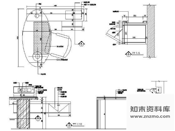图块/节点写字台及边柜详图 柜类 家具节点详图