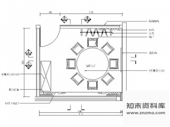 施工图餐饮小包间装修图