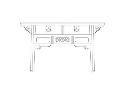 柜子平立面 清代红木雕花联二橱立面