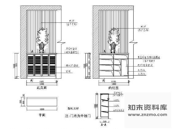 图块/节点鞋柜大样 柜类 家具节点详图
