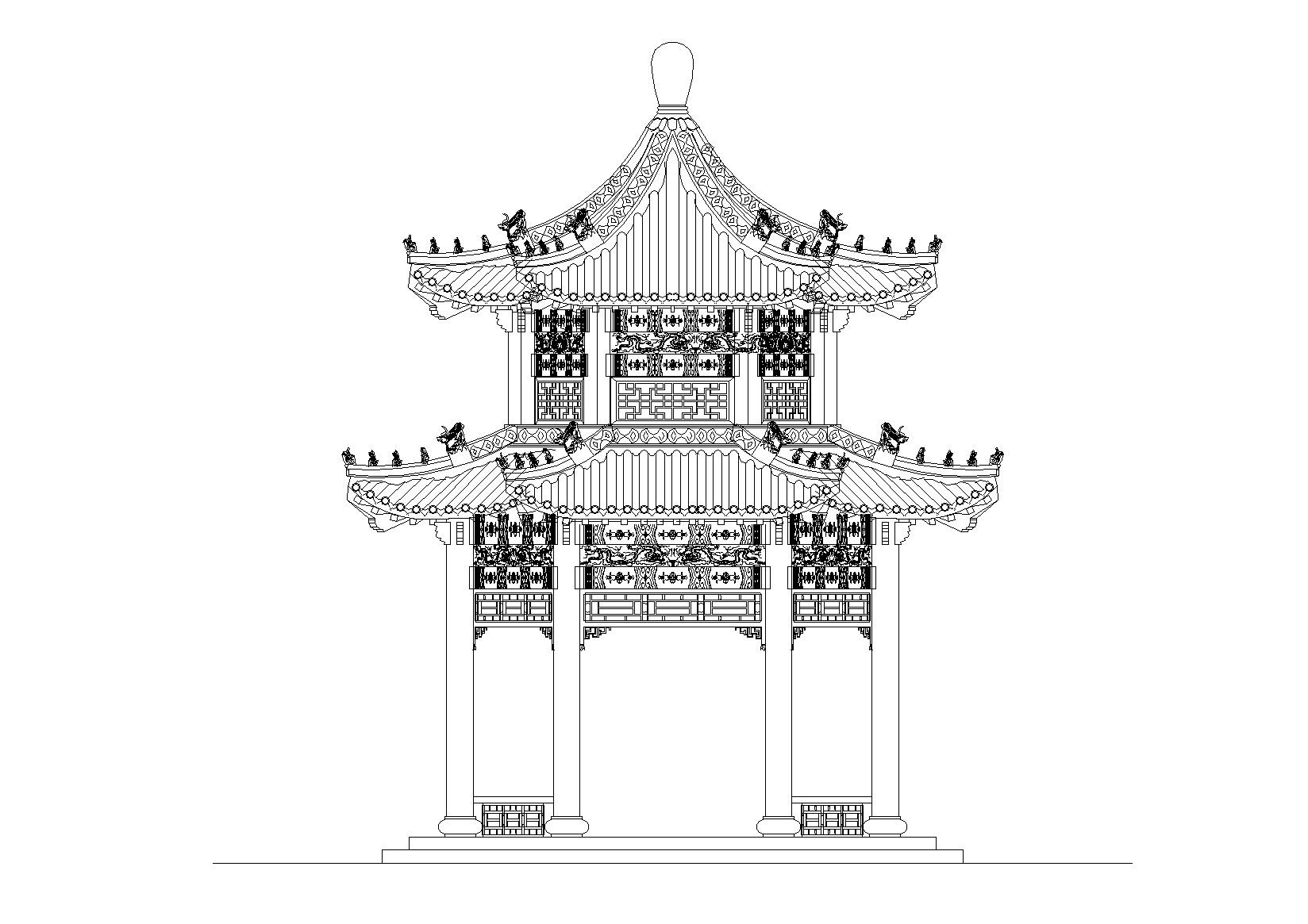 重檐六角亭CAD图纸