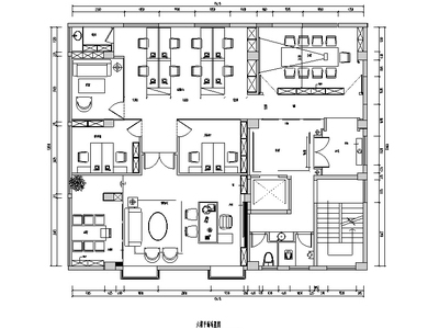 [福建]现代中式390平米典当行办公空间设计施工图（附效...