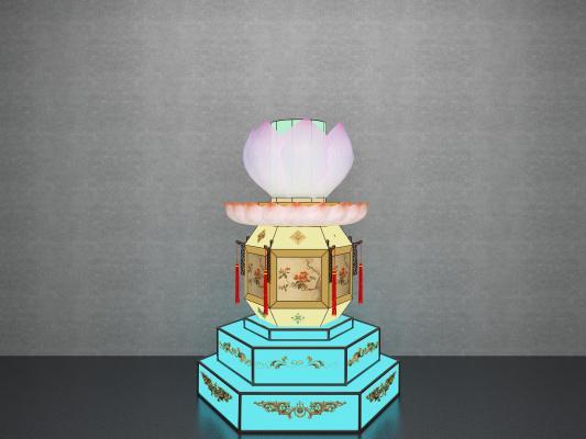 中式莲花灯材质齐全 装饰灯