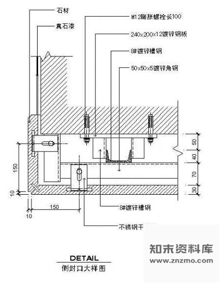 图块/节点钢挂石材侧口大样