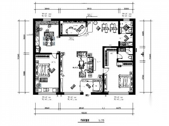 [江苏]精品欧式风格三居室室内装修施工图（含效果） 平层