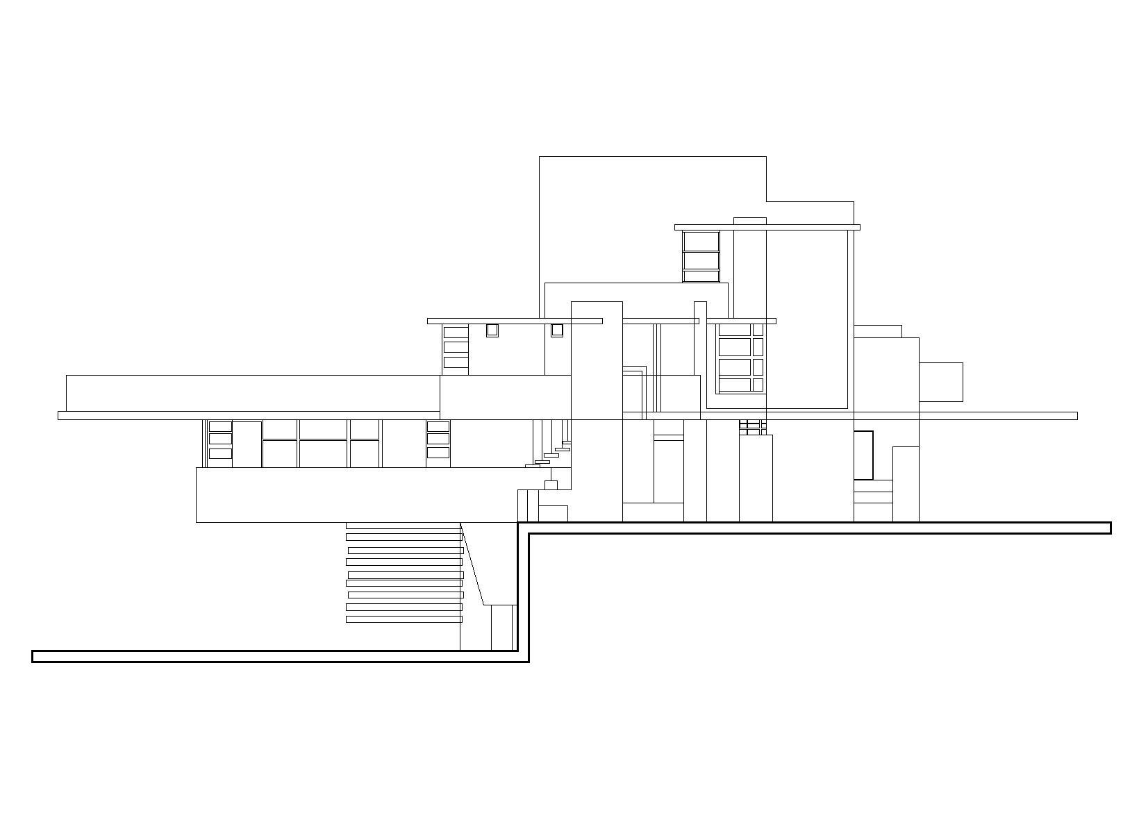 赖特流水别墅建筑施工图（CAD）