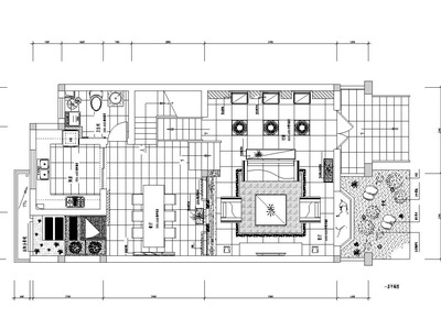 新古典风格3层二居室别墅装修施工图设计