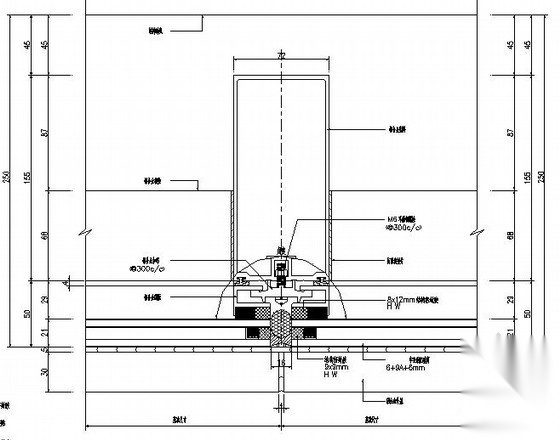 半隐框玻璃幕墙节点构造详图 节点