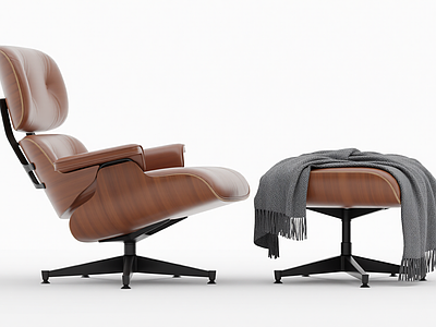 现代躺椅与脚凳组合