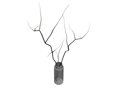 带枝条的白色花瓶