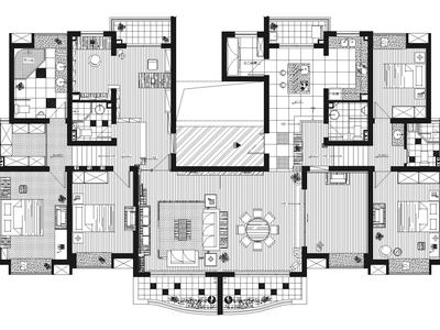 [上海]嘉丽豪园233㎡四居室样板间施工图 平层