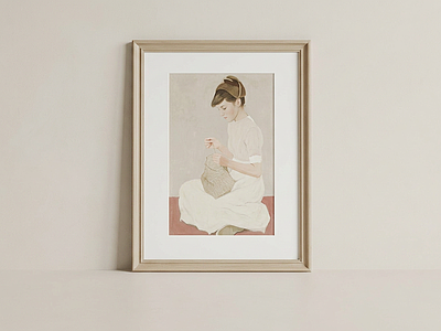 米色框人物装饰画挂画