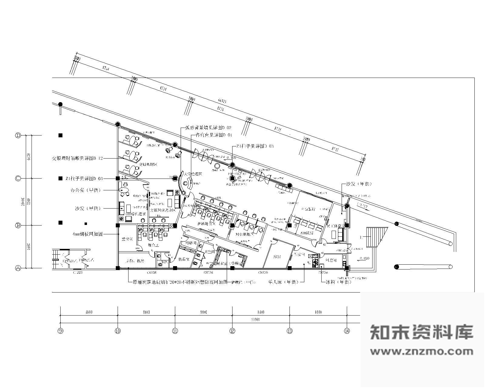 图块/节点交通银行平面施工图