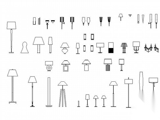各式风格灯具CAD图块下载