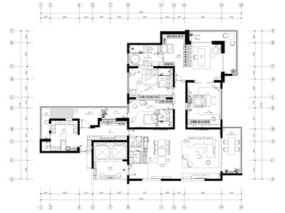 [上海]汤臣一品430㎡现代三居样板间施工图 平层