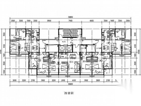 [万科户型]一核六户高层住宅户型图（404平方米）