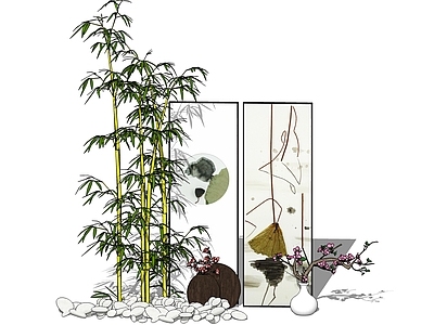 现代竹子鹅卵石