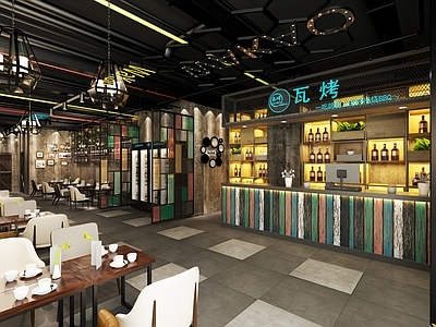 工业风烧烤店