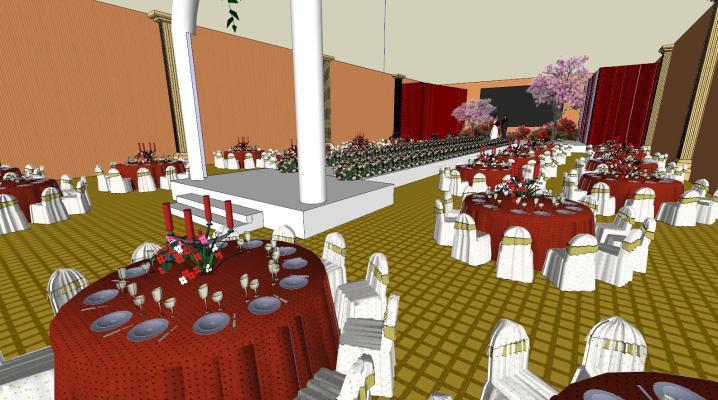 现代婚礼现场 酒店 宴会厅 婚庆 宴会桌