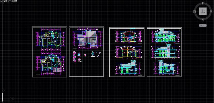 现代别墅大宅农村自建房建筑CAD施工图 含效果图