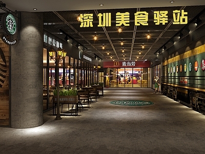 工业风商业步行街 商场过道