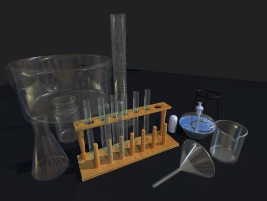 现代实验室 实验室玻璃器皿 玻璃器皿 玻璃器皿 酒精灯 漏斗 量杯