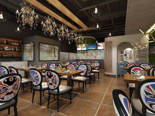 工业风烧烤店自助餐厅