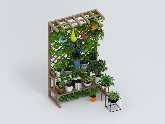 混搭阳台花架防腐木多层阶梯落地式室内实木碳化植物网格盆栽花盆架子