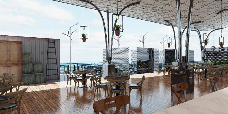 工业风露天烧烤吧