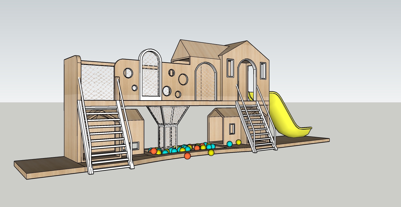 现代木质室内儿童游乐设施组合