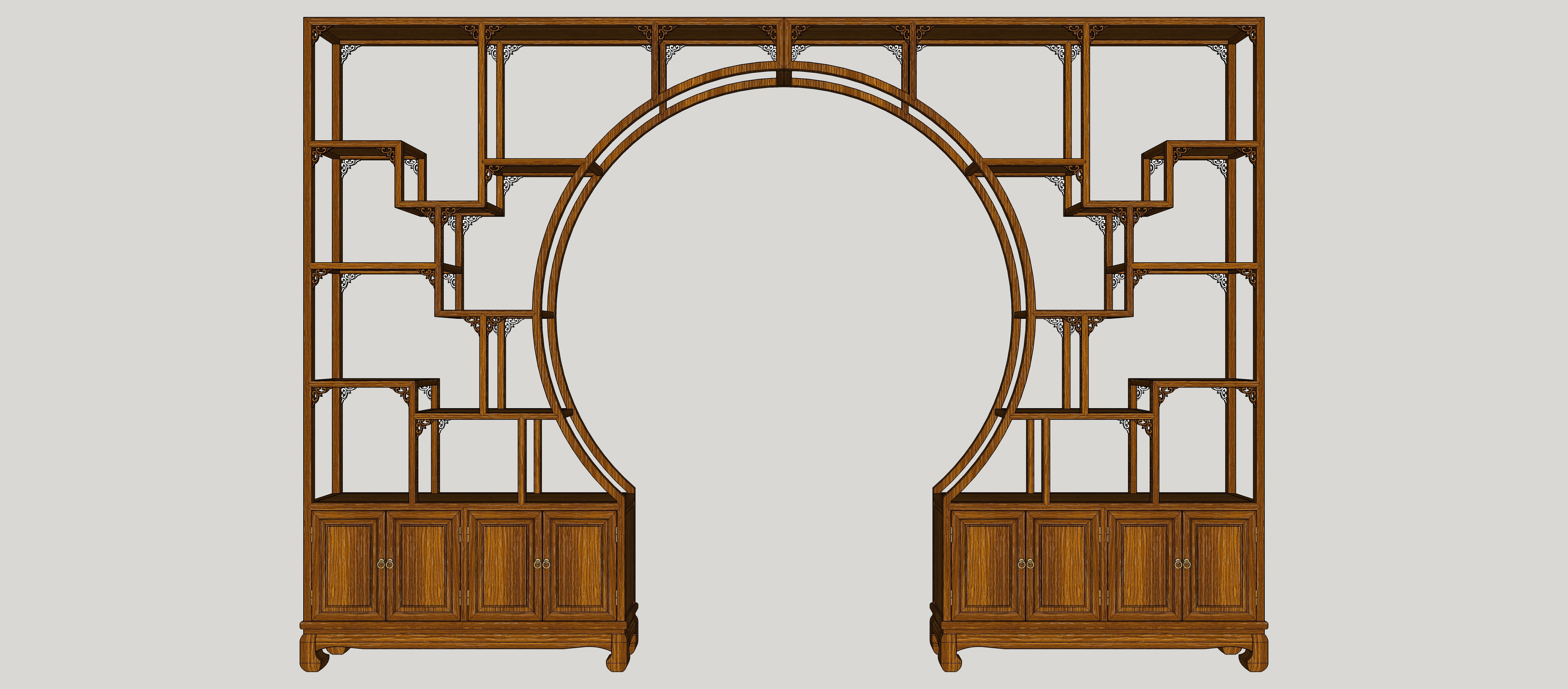 中式风格-圆洞门博古架-隔断