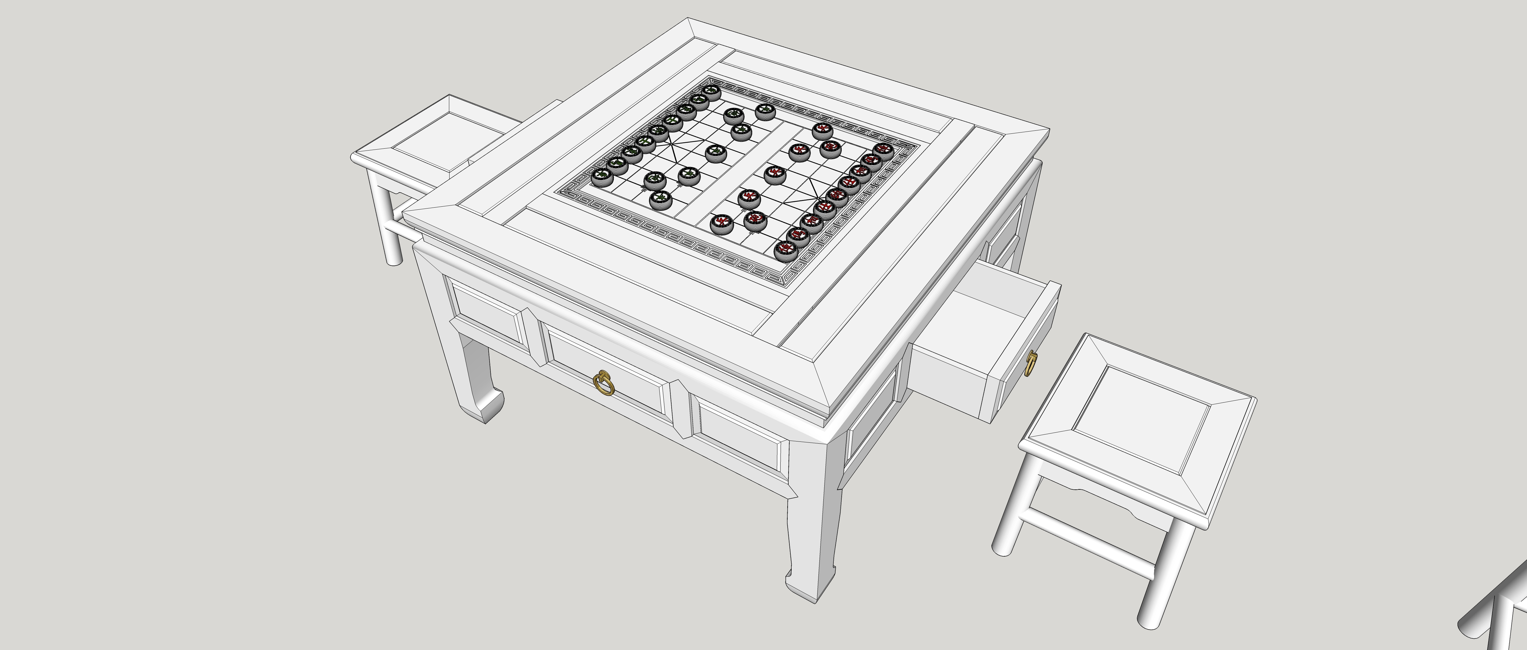 中式 古风学堂 学生桌 围棋桌 象棋桌