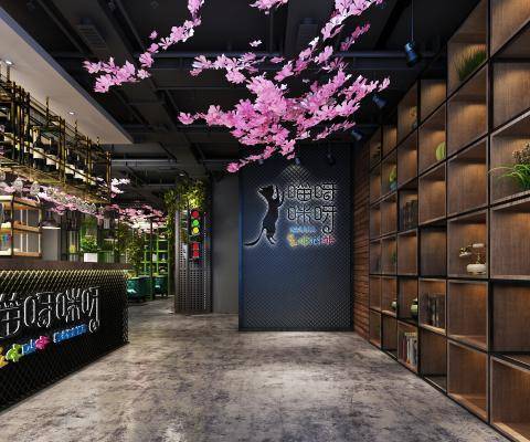 工业风烧烤店   火锅店     前台    背景墙