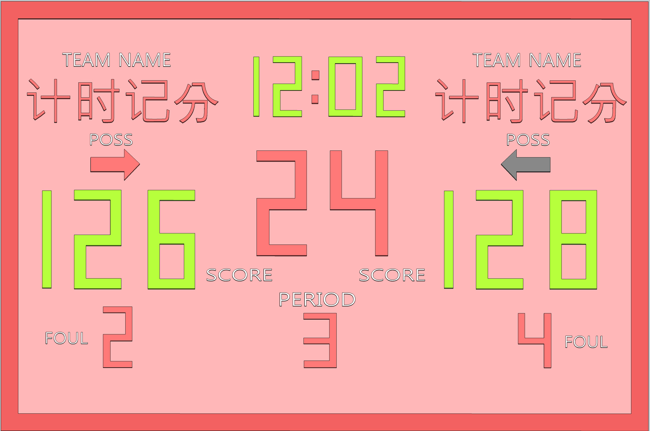 记分牌 健身馆 篮球比分