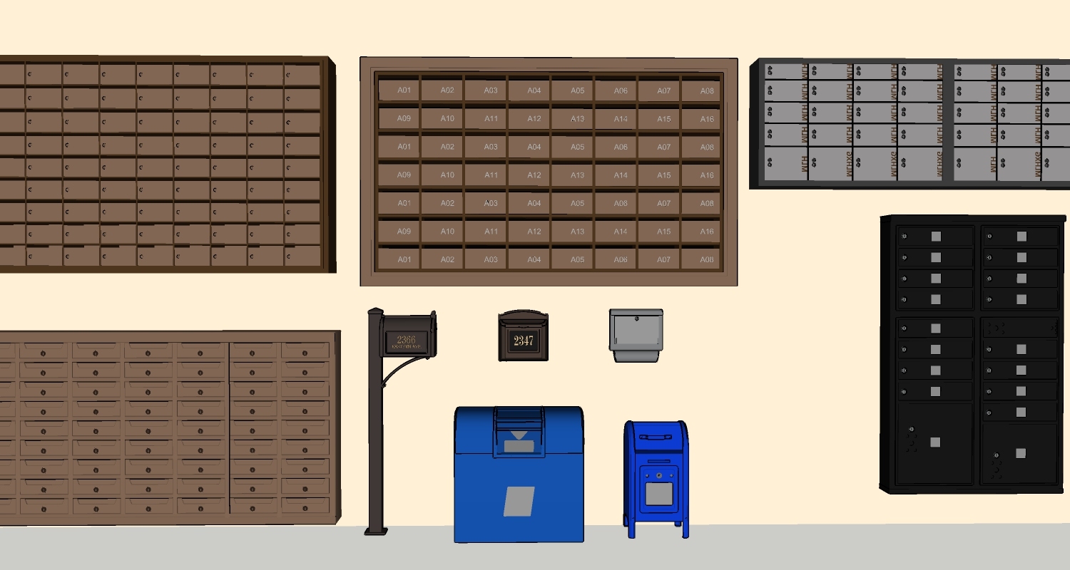 信报箱模型 公寓大堂 收发室 信报箱