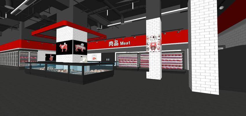 超市模型组合 肉品生鲜区
