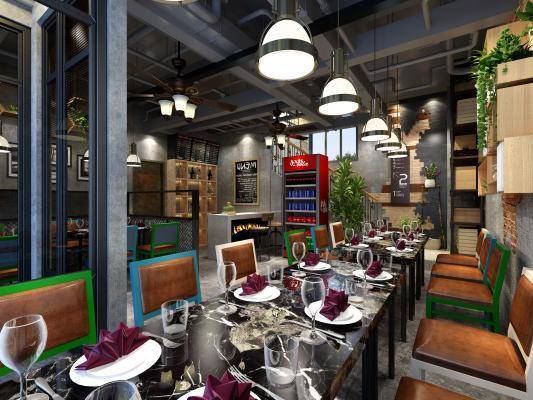 工业风餐厅 家具 灯具 椅